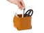 2X Makeup Brush Organizer Desktop Storage Leather Basket Pen Storage Bag Brown Carousel 1