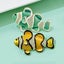 Cute Critters Brooch - Clown Fish - Green or Yellow Enamel With Crystals, Fun... Carousel 1