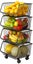 Trolley Basket with Lockable Casters Wire Organizer 4 Tiers Carousel 4
