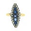 Antique French 18k Gold Silver GIA NO HEAT Pave Sapphire & Diamond Navette Ring Carousel 4