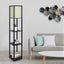 Sarantino Etagere Floor Lamp Diamond Look Fabric Shade Shelves Black Carousel 3