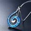 925 Sterling Silver Opal Fish Hook Koru Necklace "Rawiri" (Blue) Carousel 3