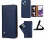 Iphone 15 plus leather wallet case front pocket 6 cards navy Carousel 1