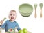 Silicone Suction Bowl with Spoon Fork Olive Green Carousel 1