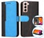 Galaxy S21 5G suede wallet case collage style blue Carousel 1