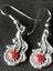 Sterling silver drop hook earrings 40mm x 12 red middle filigree Carousel 2