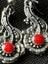 Sterling silver drop hook earrings 40mm x 12 red middle filigree Carousel 3