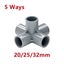 Gray 20/25/32mm PVC Pipe Fittings 3/4/5/6 Ways DIY Straight Elbow Equal Tee Conn Carousel 1