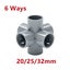 Gray 20/25/32mm PVC Pipe Fittings 3/4/5/6 Ways DIY Straight Elbow Equal Tee Conn Carousel 1
