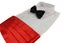 Mens Red Orange Cummerbund & Black Bow Tie Set Carousel 1