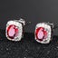 Studs Oval Shaped Ruby Gold Plated Platinum Earrings Carousel 2