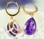 Amethyst Pear Rose Gold Plated Hoop Drop Earrings Carousel 3