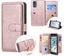 Moto g62 5g case PU leather retro style 10 card triple wallet rose gold Carousel 1