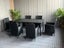 1800 x 990 Dining Set - 6 x Chairs - Black Glass - Black PE Rattan Carousel 1