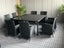 1500 x 1500 Aluminium Dining Set - 8 x Chairs - Black Glass - PE Black Rattan Carousel 1