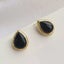 18K Gold Teardrop Black Onyx Stud Earrings "Abigail" Carousel 5