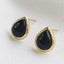 18K Gold Teardrop Black Onyx Stud Earrings "Abigail" Carousel 6