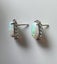Vintage 14k White Gold 5.70ctw Oval Cabochon Opal & Diamond Halo Stud Earrings Carousel 6