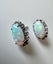 Vintage 14k White Gold 5.70ctw Oval Cabochon Opal & Diamond Halo Stud Earrings Carousel 7