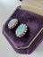 Vintage 14k White Gold 5.70ctw Oval Cabochon Opal & Diamond Halo Stud Earrings Carousel 1