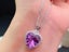 Necklace Purple Topaz Heart Amethyst Pendant CZ Necklace for Women Carousel 1