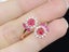 Ring Fashion Flower Design Red Topaz CZ Diamond Ruby Ring Carousel 1
