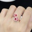 Ring Fashion Flower Design Red Topaz CZ Diamond Ruby Ring Carousel 3