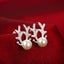 Studs Deer Design Sterling Silver Plating Round Pearls Studs Earrings Carousel 2