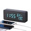 TODO LED Digital Alarm Clock Woodgrain Temperature Humidity USB Power - Black Carousel 3