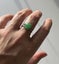 Antique Platinum Green Natural 10.5mm Jade Round Bead Orb Claw Set Ring Carousel 4
