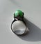 Antique Platinum Green Natural 10.5mm Jade Round Bead Orb Claw Set Ring Carousel 7