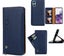 Oppo a18 4g leather wallet case front pocket 6 cards navy Carousel 1