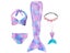 New Kids The Little Mermaid Tails Girll Swimsuit Bathing Suit Halloween Costume Carousel 6