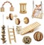 10pcs Natural Wooden Hamster Toys Set Guinea Pig Toy Rabbit Rat Chinchi Carousel 6