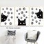 Set Of 3 Animal Cat Wall Art Prints,fun Poster With Black Cat And Claw, Lovely C Carousel 3