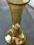 BOHEMIAN CZECH Amber vase Glass Gold Gilt raised ENAMEL FLOWers 20cm T x 9 Carousel 5