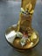 BOHEMIAN CZECH Amber vase Glass Gold Gilt raised ENAMEL FLOWers 20cm T x 9 Carousel 2