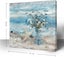 Bathroom Decor Wall Art Blue Beach Picture Ocean Theme Flower Canvas Print Moder Carousel 1