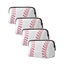 4 Pieces Softball Cosmetic Bag Baseball Print Makeup Bag With Zipper Travel Cosm Carousel 1