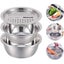 Multifunctional Stainless Steel Basin, Stainless Steel Sieve Set, 3-part, Kitche Carousel 1