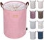 Thickened Foldable Round Storage Laundry Baskets, Cotton (pink) Carousel 1