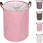 Thickened Foldable Round Storage Laundry Baskets, Cotton (pink) Carousel 2