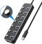Usb Hub Splitter, Usb 3.0 Aluminum Data Hub With Individual On/off Switches And Carousel 2
