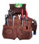 TOOL BELT WITH 2 X HEAVY DUTY LEATHER BROWN POUCHES & PADDED SUSPENDERS/HARNESS. Carousel 10