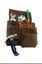 TOOL BELT WITH 2 X HEAVY DUTY LEATHER BROWN POUCHES & PADDED SUSPENDERS/HARNESS. Carousel 11