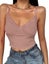 Womens Lace Patchwork V Neck Camisole Ribbed Spaghetti Strap Tops Carousel 1