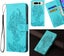 Google pixel 7 pro embossed PU leather wallet case floral & tiger turquoise Carousel 1