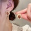 Studs Earrings Red Oval Design Pearls Yellow Gold Plated Studs Carousel 2