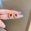 Studs Earrings Red Oval Design Pearls Yellow Gold Plated Studs Carousel 3