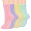 5 Pairs Women Warm Super Soft Plush Slipper Sock Winter Fluffy Microfiber Crew S Carousel 1